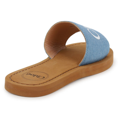 Aqua Denim Slides