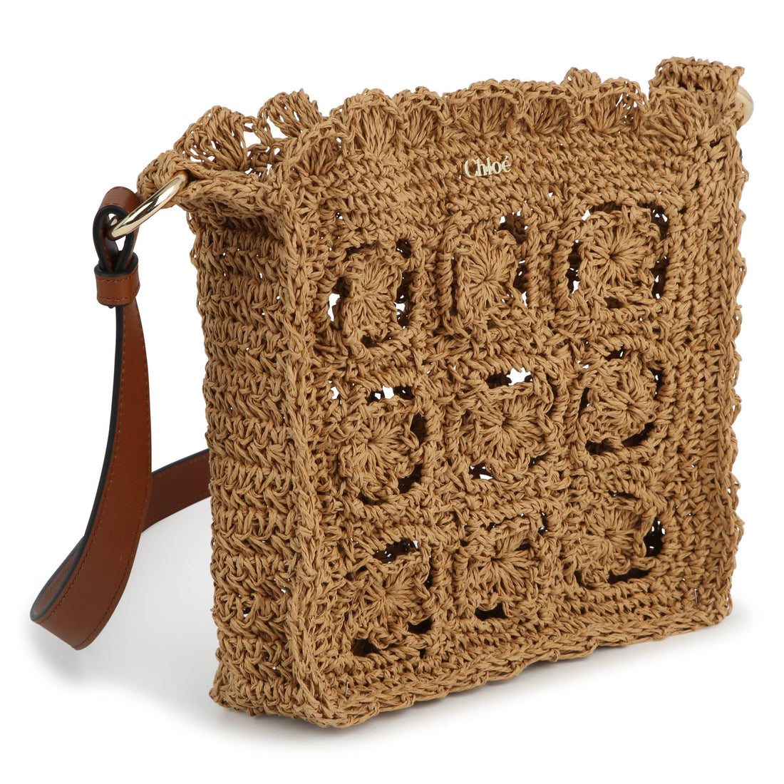 Chloé Raffia Shoulder Bag with Leather Strap and Iconic Flower Detail | Schools Out