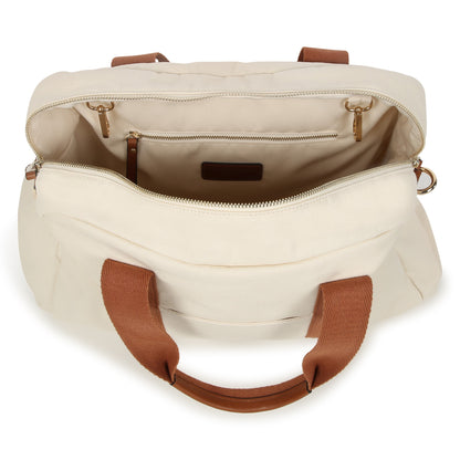 Cotton Canvas Changing Bag with Leather Trims