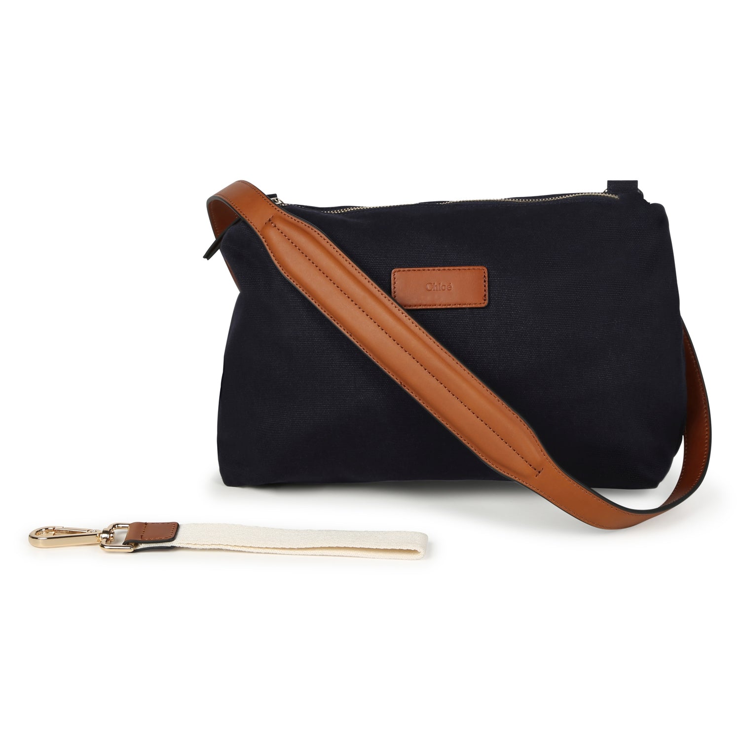 Cotton Canvas Changing Bag with Leather Trims