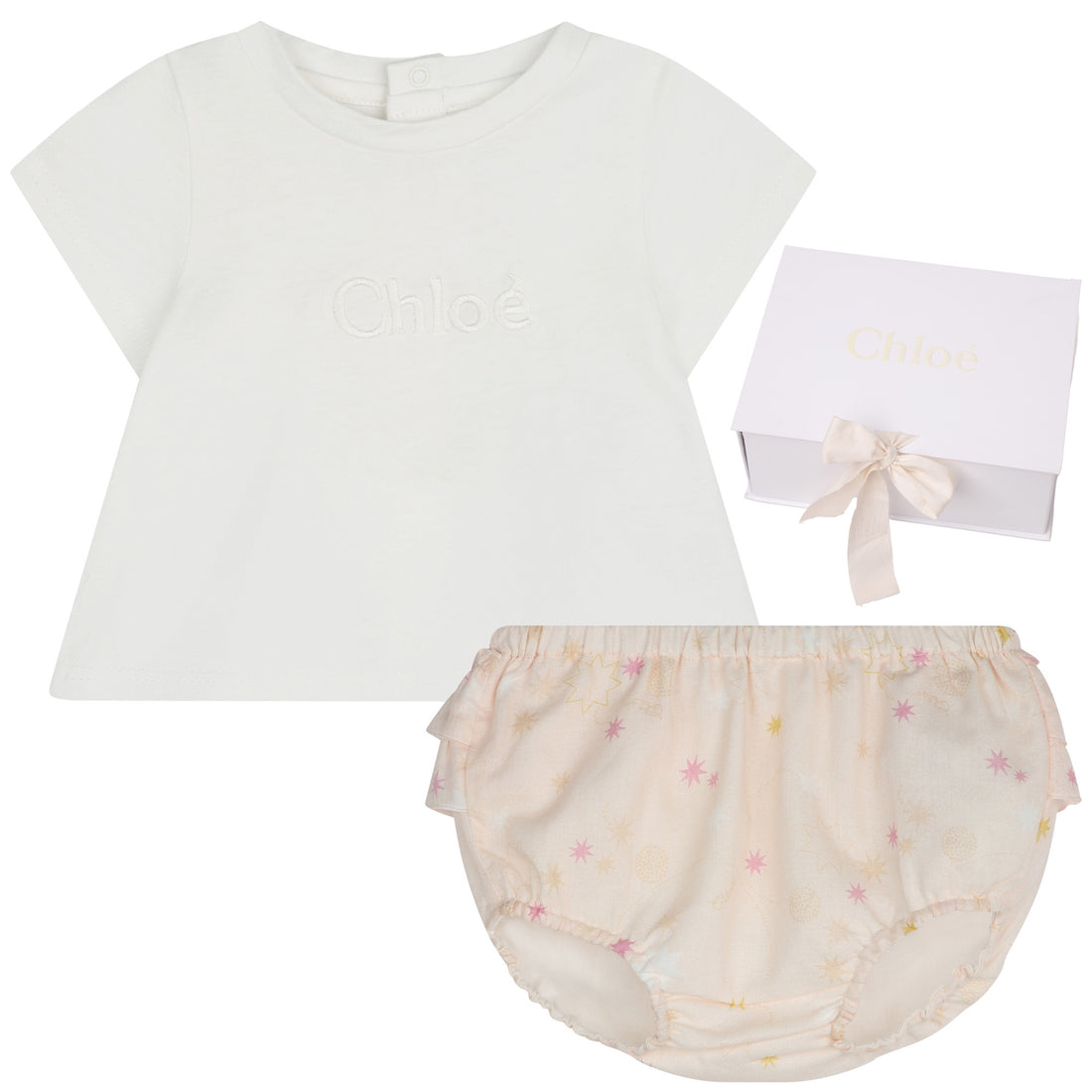 Chloé Organic Cotton T-Shirt and Bloomers Textile Set with Star Print | Schools Out