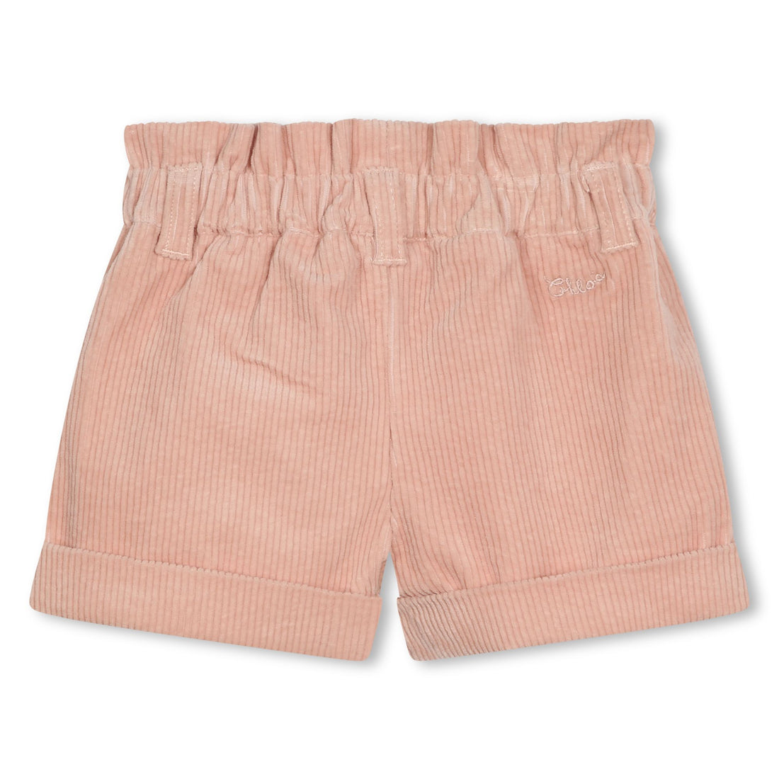 Pale Pink Velvet Embroidered Shorts