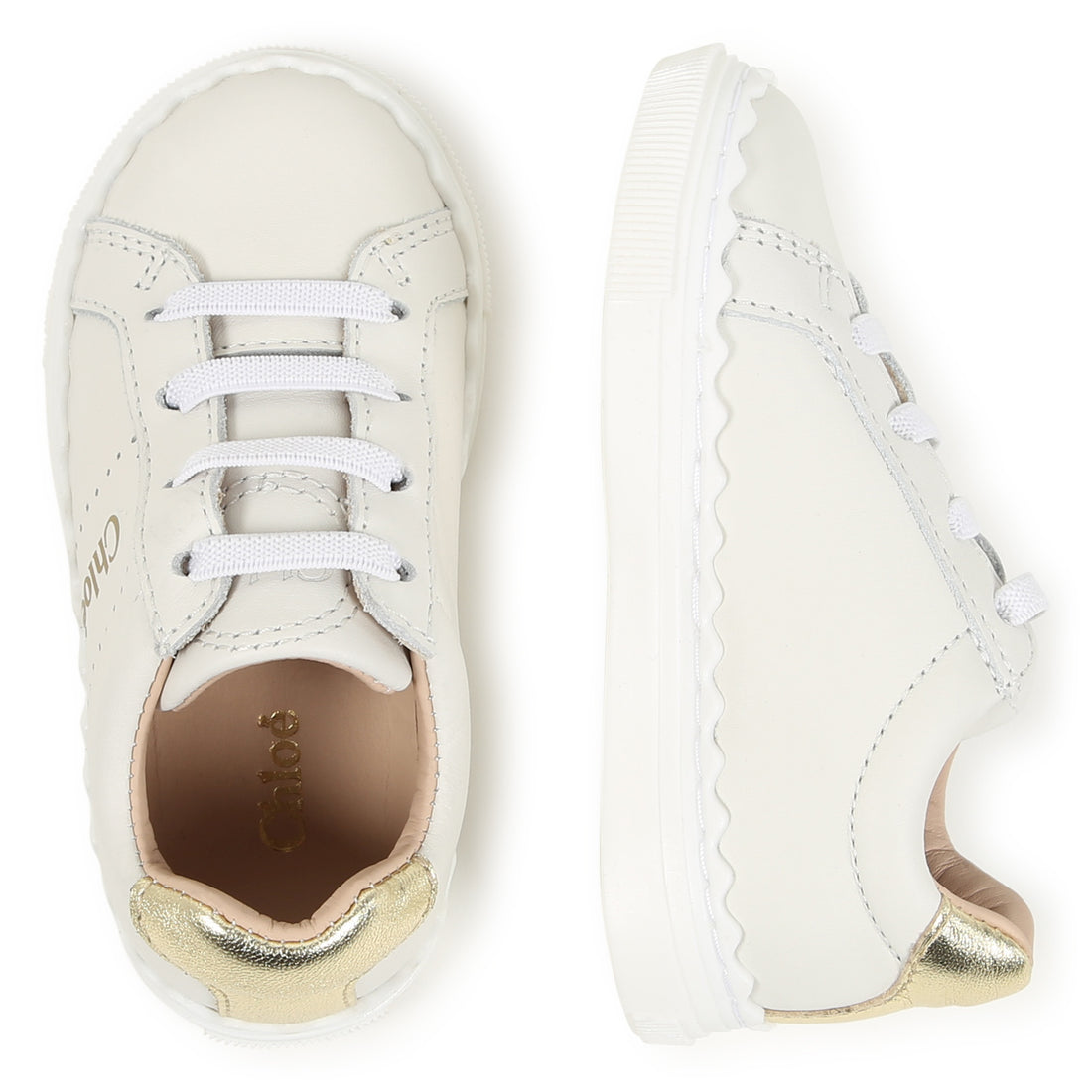 Toddler Leather Trainers with Signature scalloped Detail