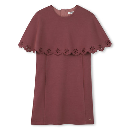 Milano Dress with Embroidered Cape and Gold Logo Plate