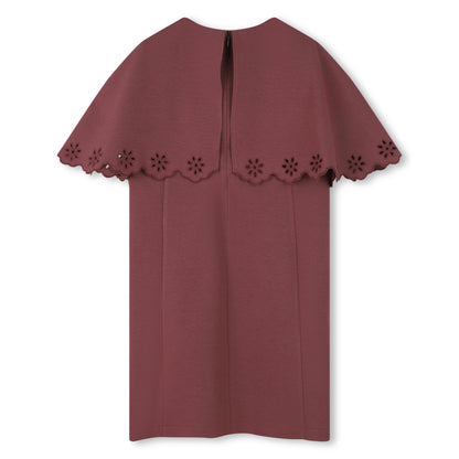 Milano Dress with Embroidered Cape and Gold Logo Plate