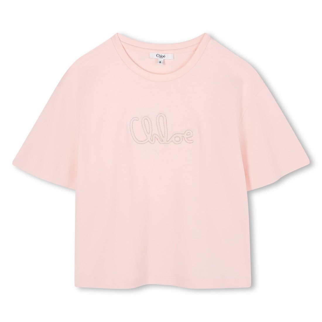 Organic Cotton Interlock Short Sleeve T-Shirt with Metallic Logo Embroidery