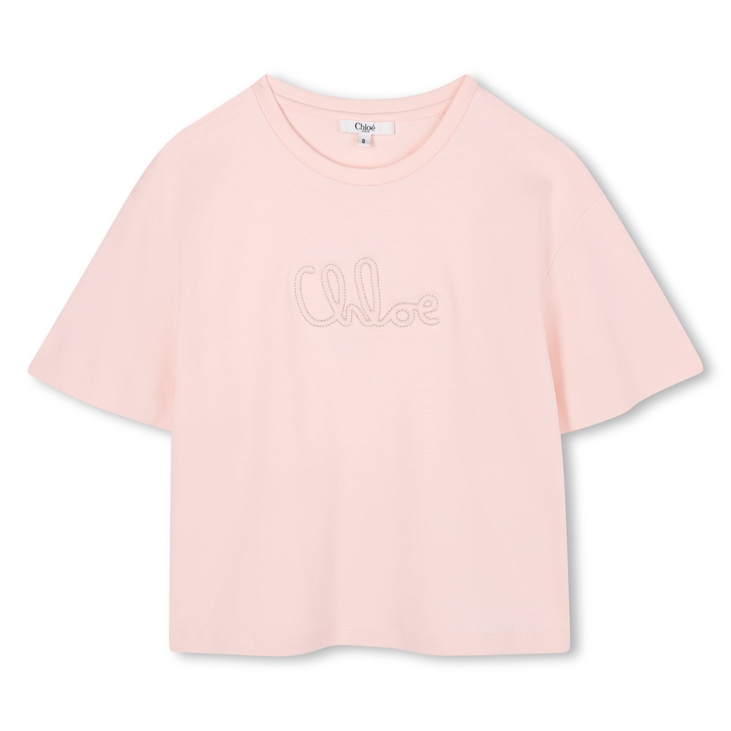 Organic Cotton Interlock Short Sleeve T-Shirt with Metallic Logo Embroidery