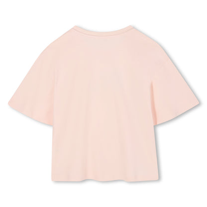 Organic Cotton Interlock Short Sleeve T-Shirt with Metallic Logo Embroidery