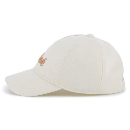 Wool Blend Broadcloth Cap with Embroidered Logo