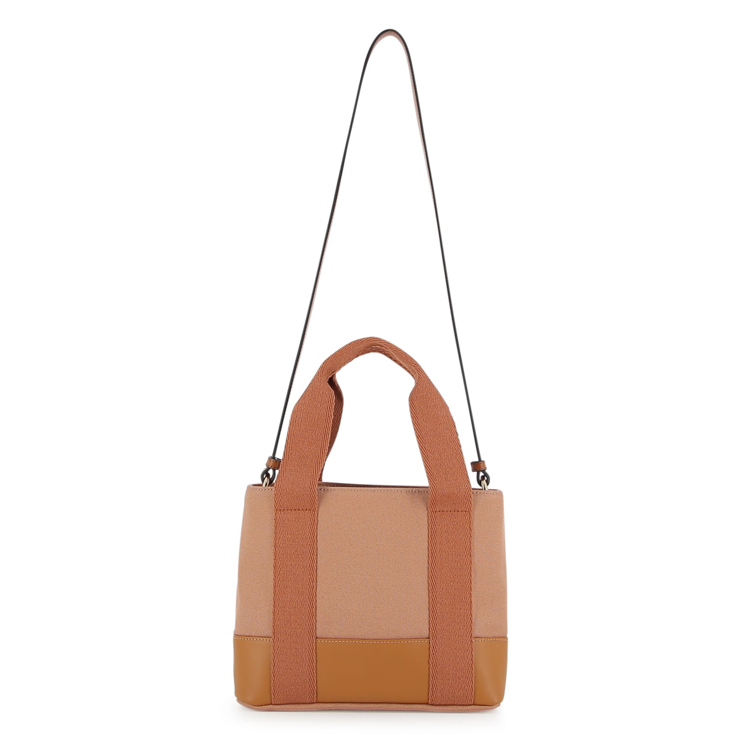 Bi-Fabric Canvas and Leather Tote Bag with Logo Detail