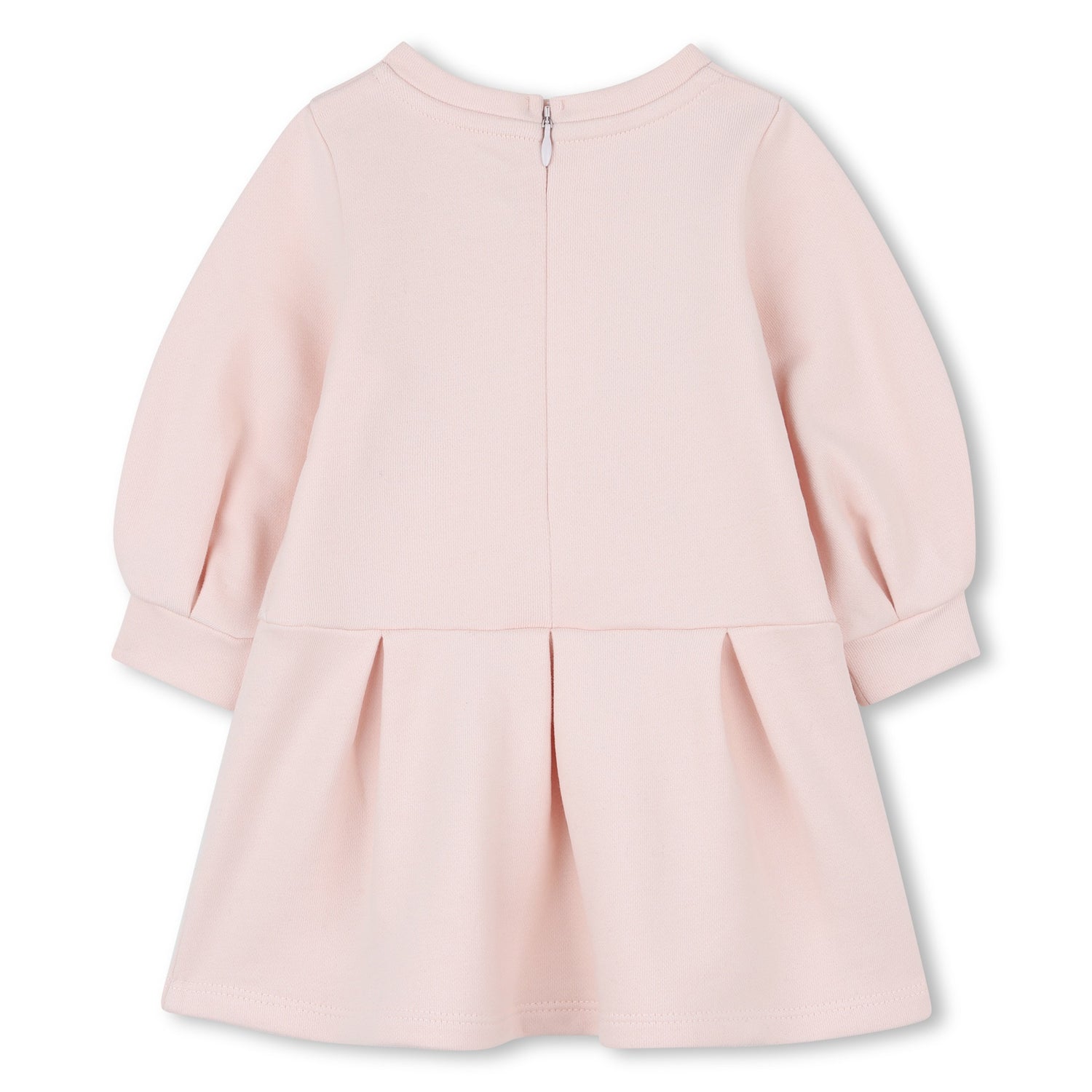 Pink Organic Cotton French Terry Dress with Logo Embroidery