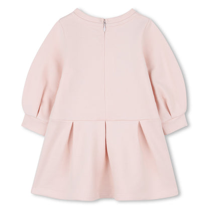 Pink Organic Cotton French Terry Dress with Logo Embroidery