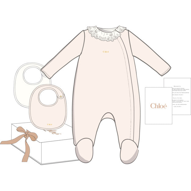 Organic Cotton Baby Pyjamas Set with Two Matching Bibs