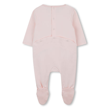 Pink Cotton Sleepsuit and Blanket Gift Set with Embroidered Logo