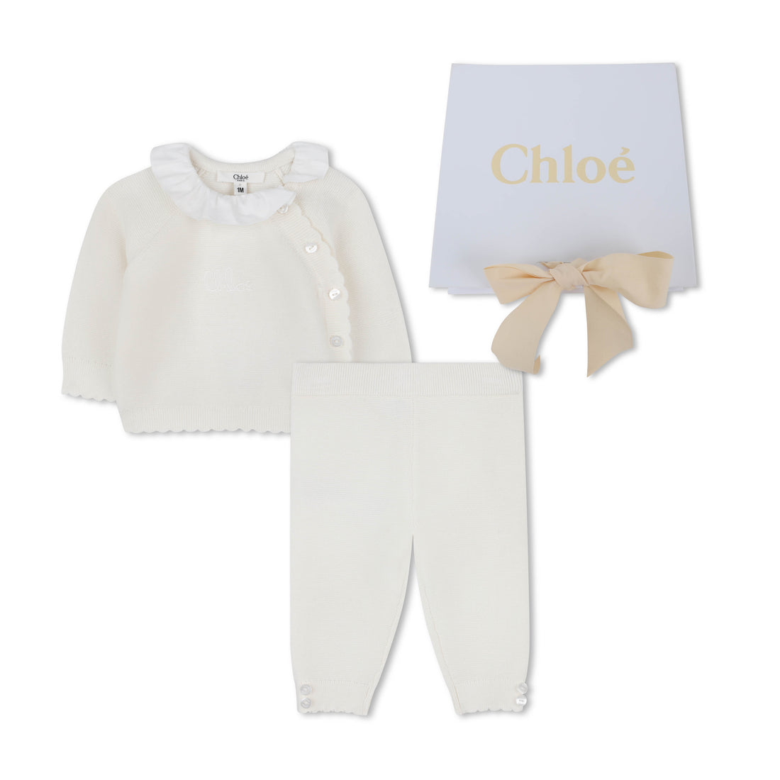 Knitted Two-Piece Baby Set with Gift Box