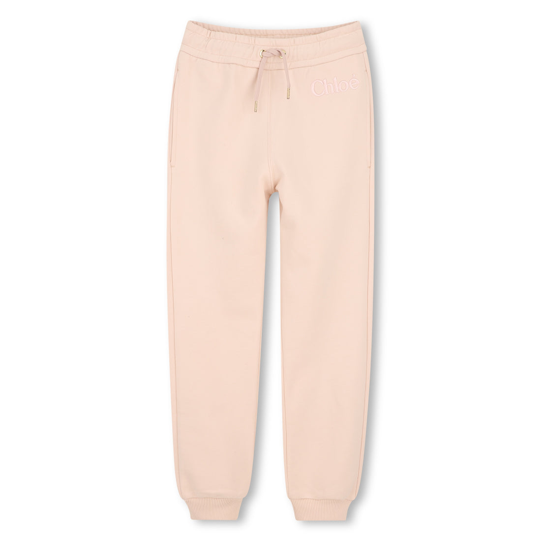 Girls Logo Embroidered Organic Cotton Joggers in Pale Pink