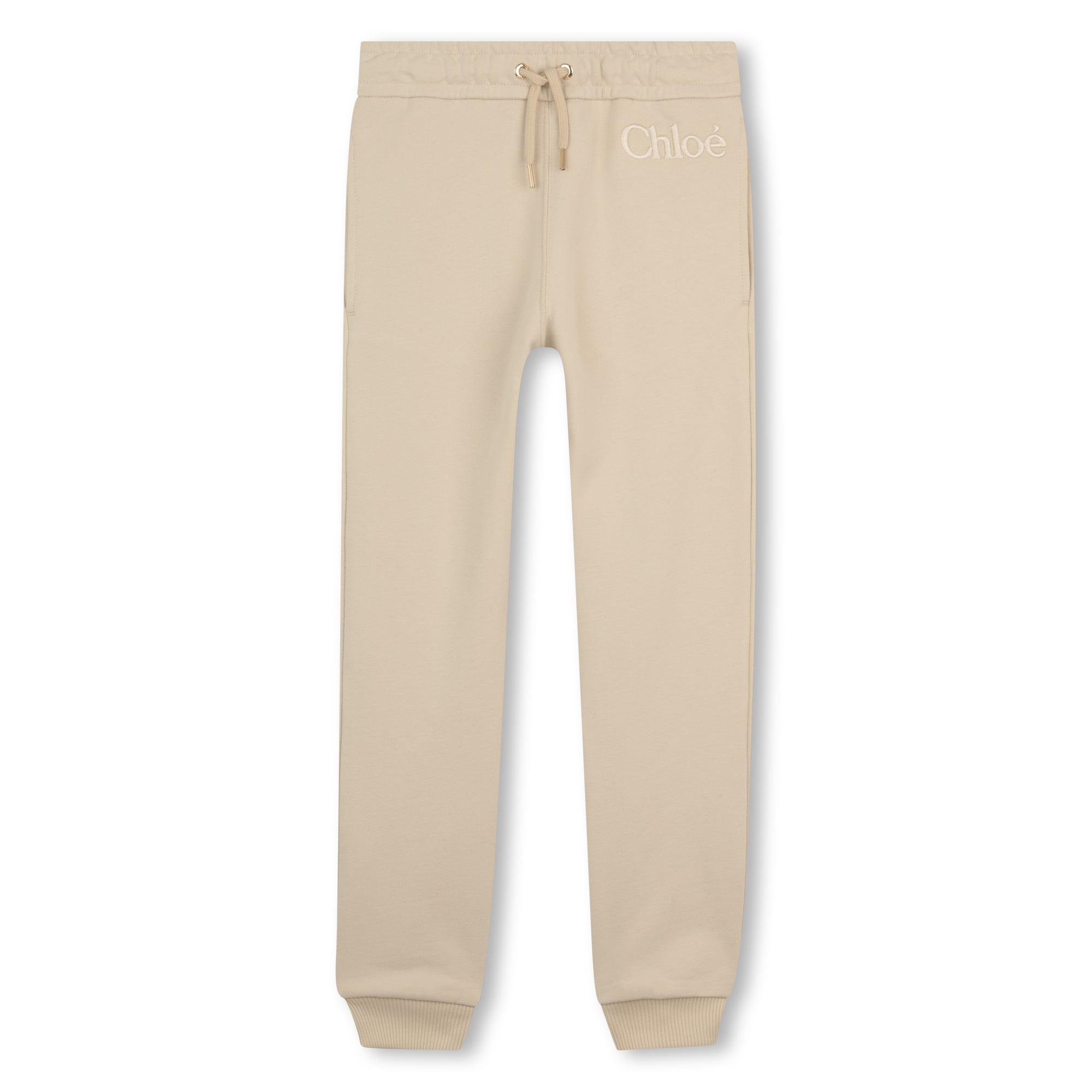 Girls Organic Cotton French Terry Pants in Beige Chloe