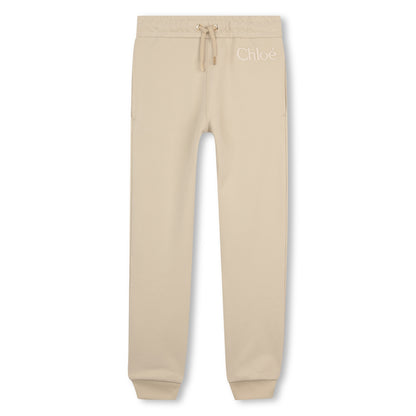 Girls Organic Cotton French Terry Pants in Beige Chloe