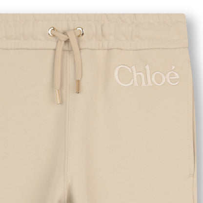 Girls Organic Cotton French Terry Pants in Beige Chloe