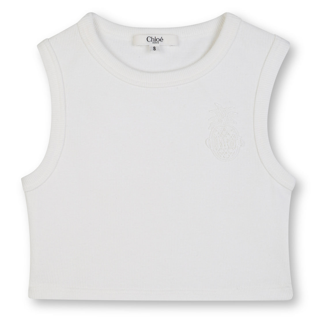 Organic Cotton Ribbed Cropped Tank Top with Embroidered Badge Chloe
