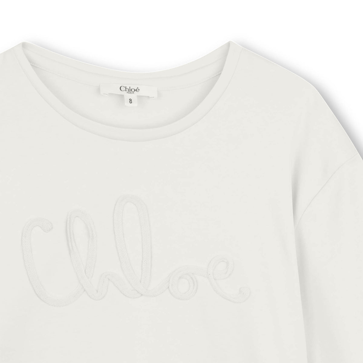 Chloe - Organic Cotton Interlock T Shirt With Script Appliqué, Ivory ...