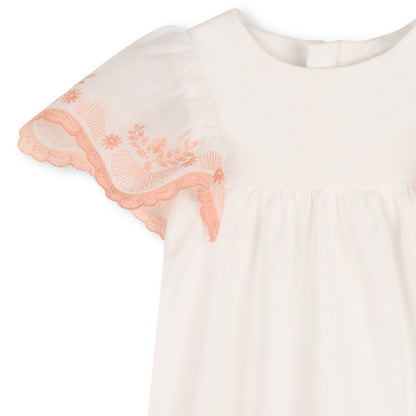 Organic Cotton Embroidered Puff Sleeve Dress Chloe