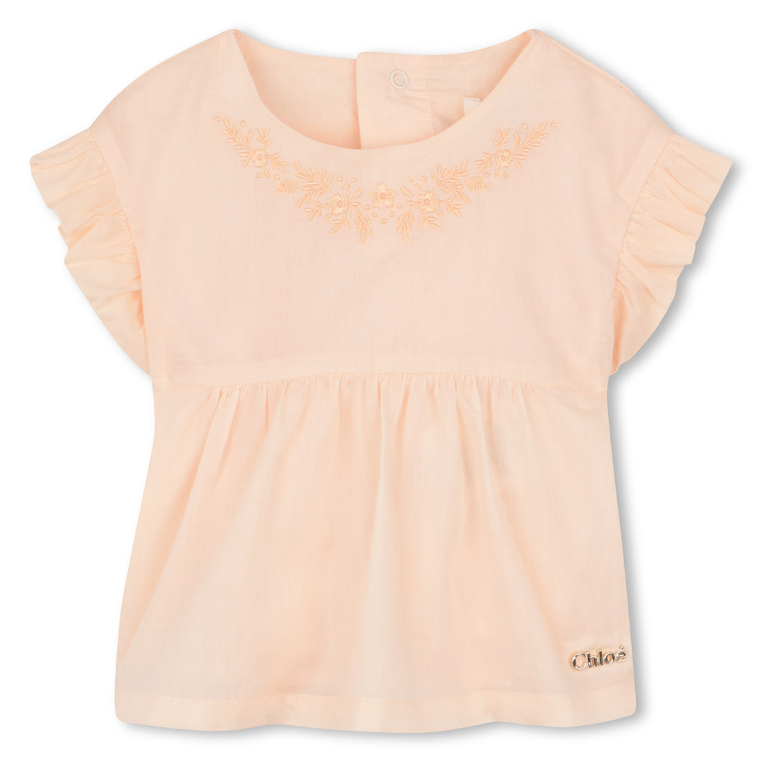 Organic Percale Top and Bloomers Set with Floral Embroidery Chloe