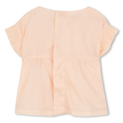 Organic Percale Top and Bloomers Set with Floral Embroidery Chloe