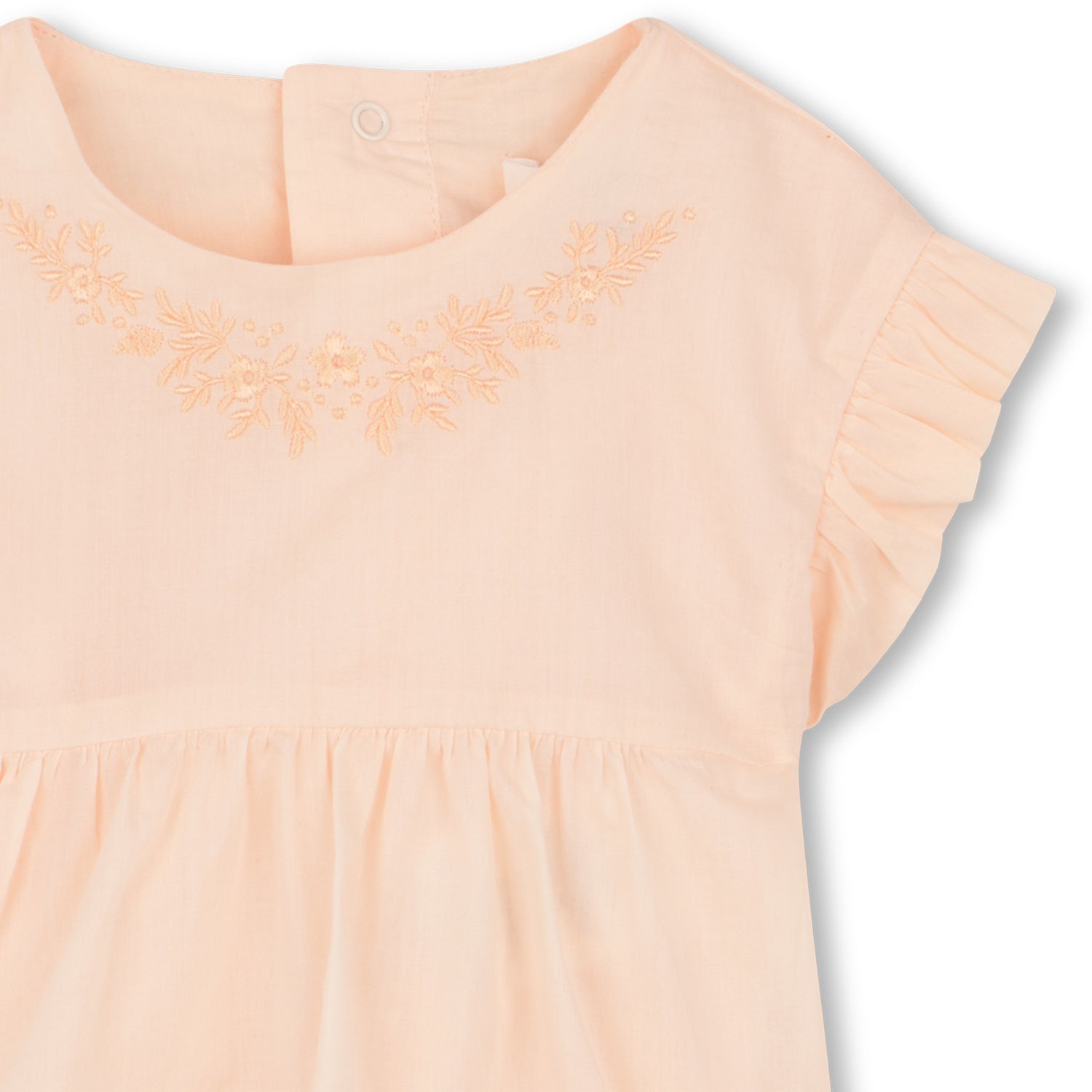 Organic Percale Top and Bloomers Set with Floral Embroidery Chloe