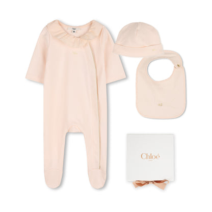 Organic Cotton Pajamas, Beanie and Bib Gift Set Chloe