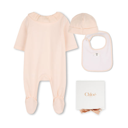 Organic Cotton Pajamas, Beanie and Bib Gift Set Chloe