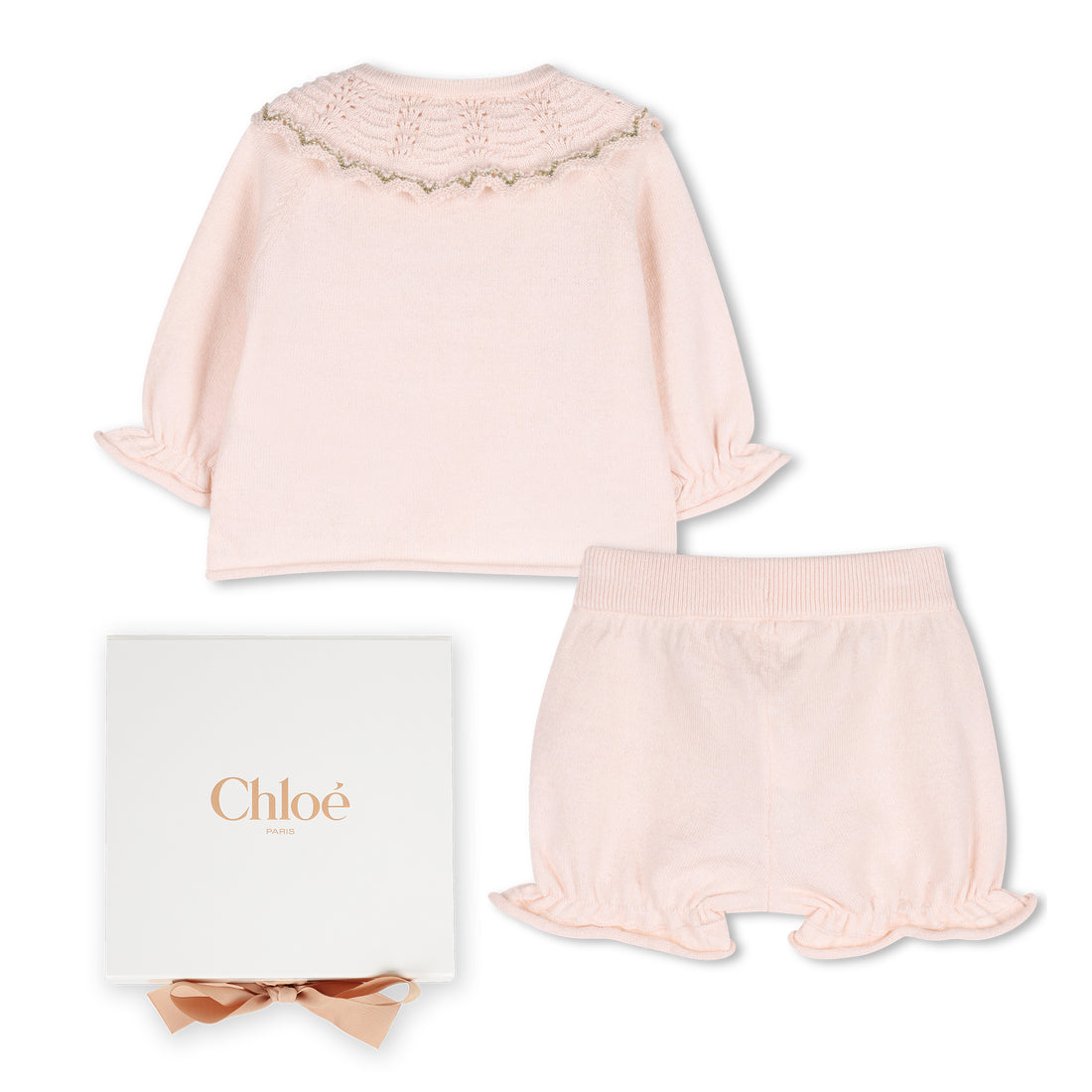 Organic Cotton and Cashmere Knit Cardigan and Bloomers Set Chloe