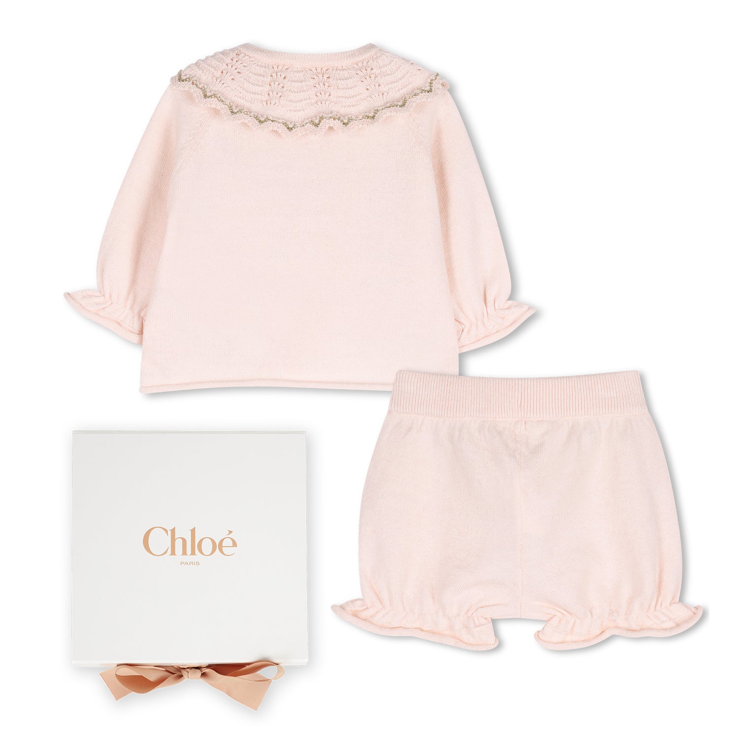 Organic Cotton and Cashmere Knit Cardigan and Bloomers Set Chloe