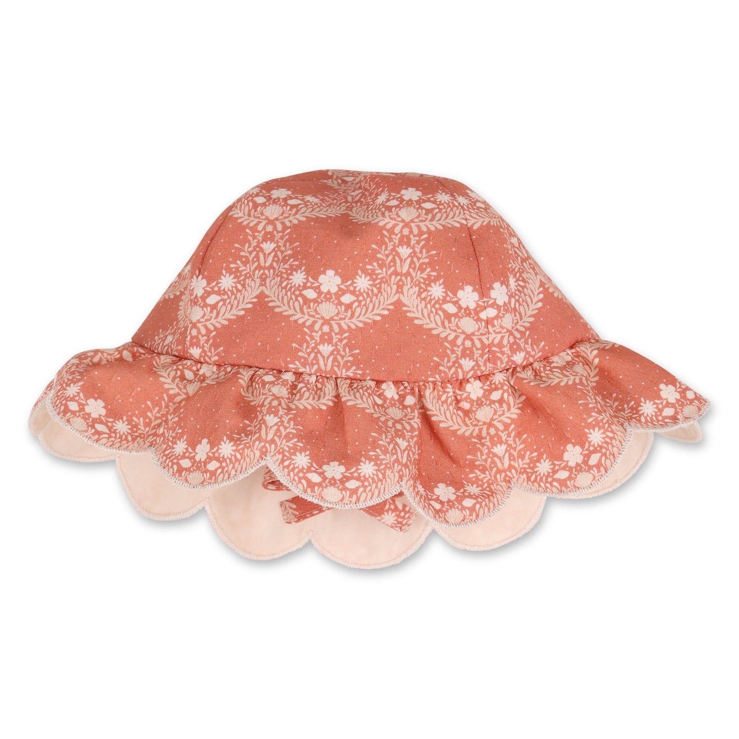 Baby Ceremony Dress And Hat Set, Organic Cotton, Jacquard Dots, Scalloped Hem Chloe