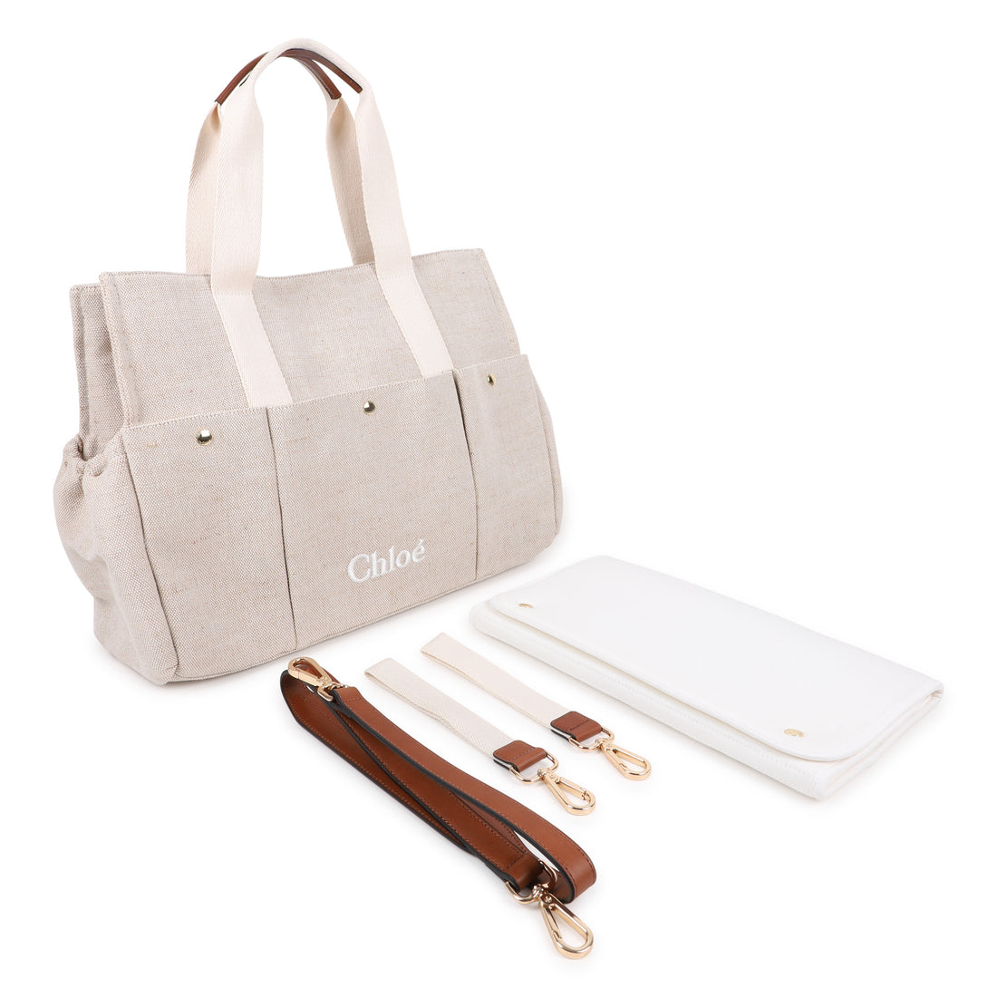 Canvas and Jute Changing Bag with Multi Pocket Design Chloe
