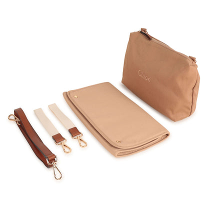 Cotton Canvas and Twill Changing Bag in Sand