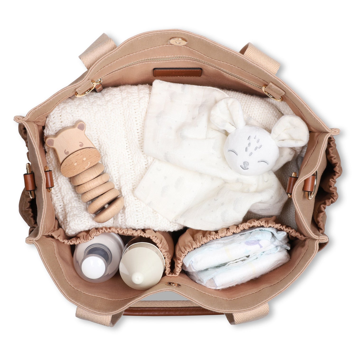 Cotton Canvas and Twill Changing Bag in Sand