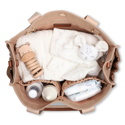 Cotton Canvas and Twill Changing Bag in Sand