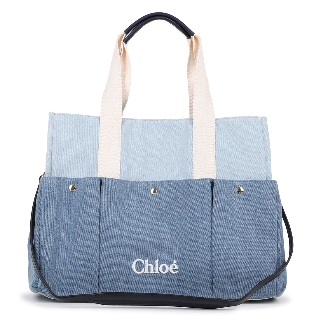 Organic Cotton Denim Changing Bag with Two-Tone Design Chloe
