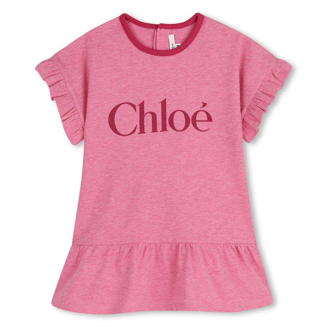 Girls Ruffle Sleeve Jersey Dress in Pink Heather Chloe