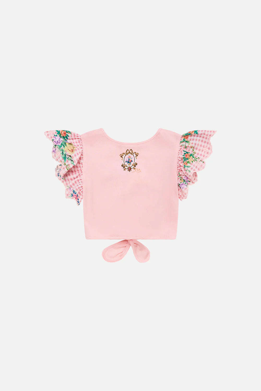Lisbon Lullaby Kids Cropped Embroidered Tie-Front Tee (4-10 Years)