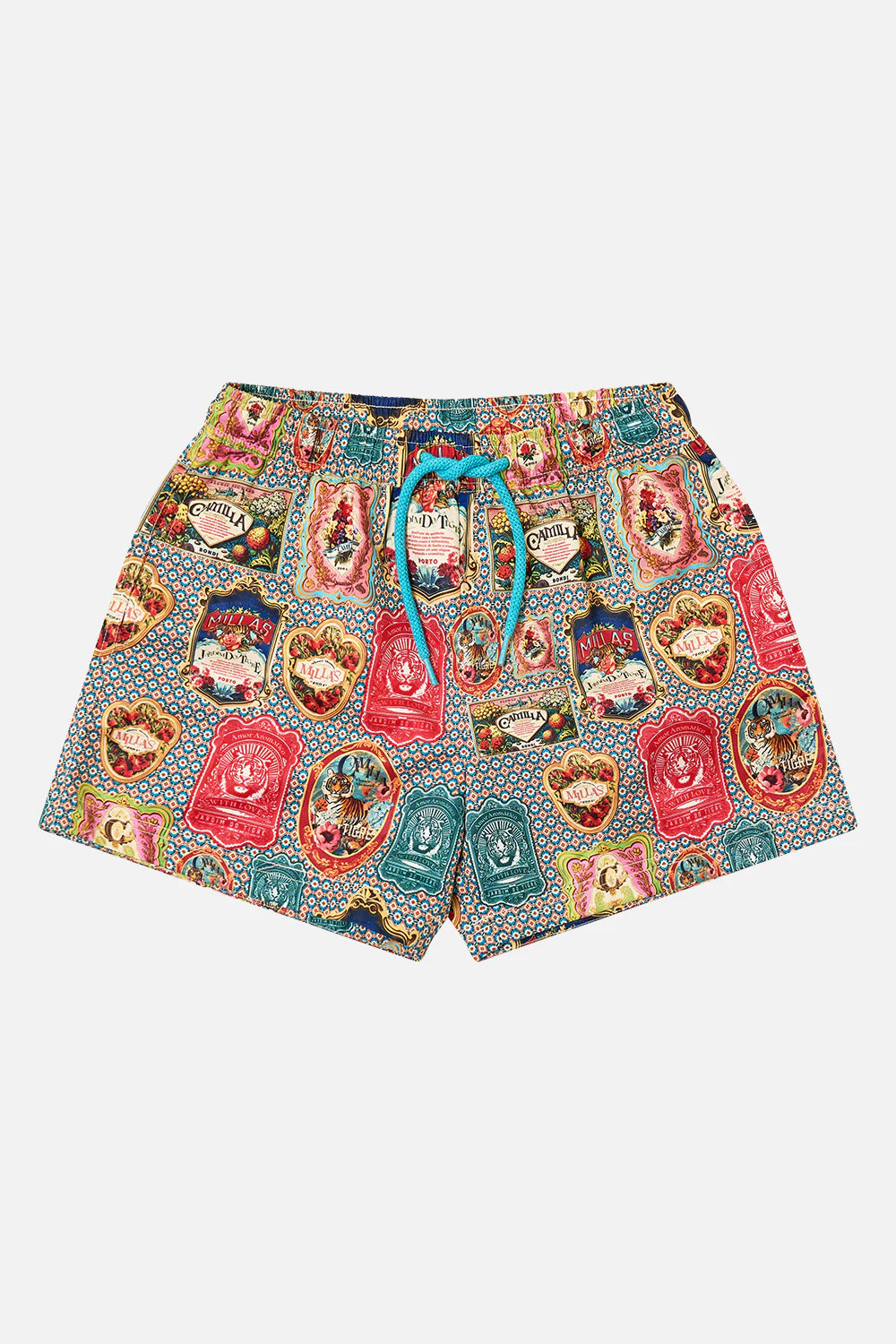 Aromatic Tiger Flower Boys Mid Board Shorts With Elastic Waste
