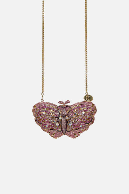 Wicked Solid Pink Butterfly Hard Case Clutch