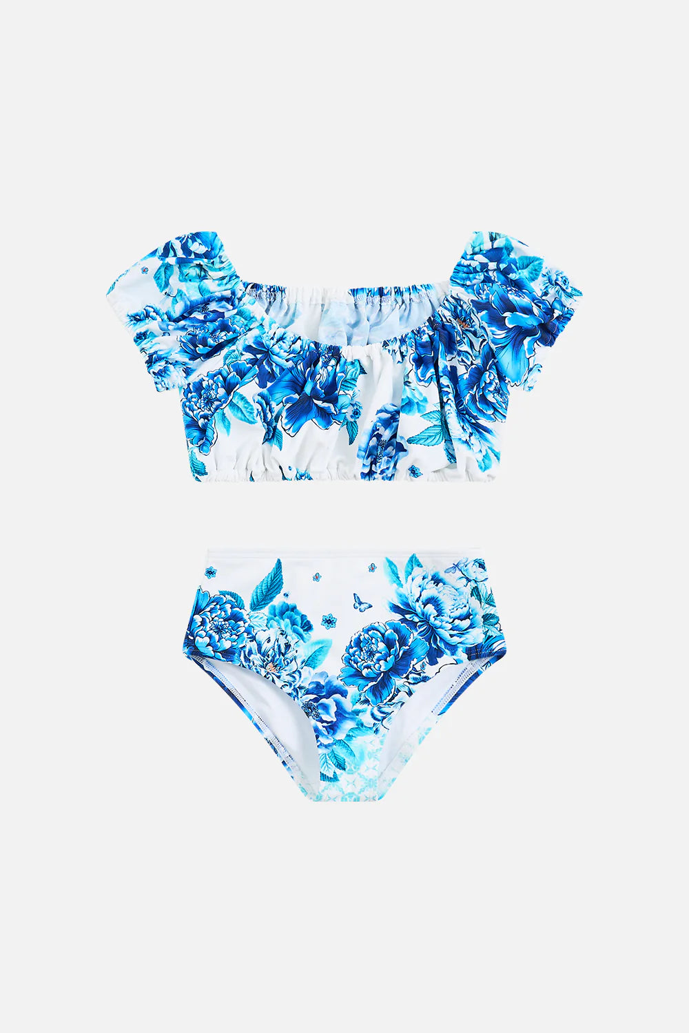 Kids Puff Sleeve Off Shoulder Bikini Set