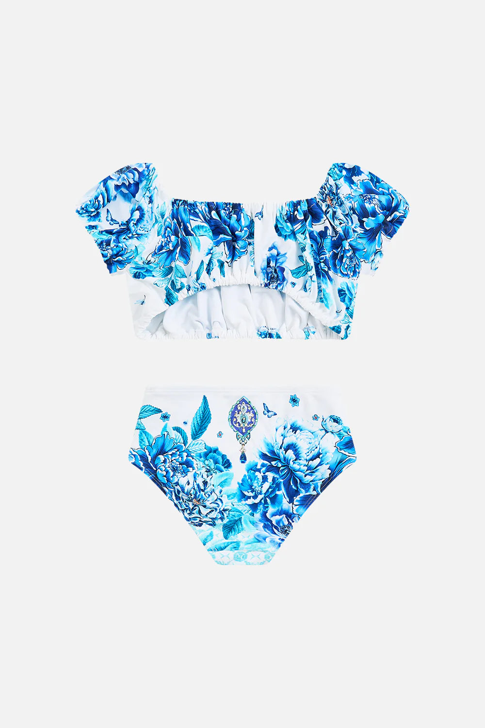 Kids Puff Sleeve Off Shoulder Bikini Set