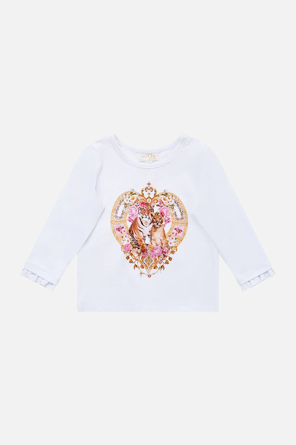 Tiled In Time Babies Long Sleeve Tee With Frill Cuff