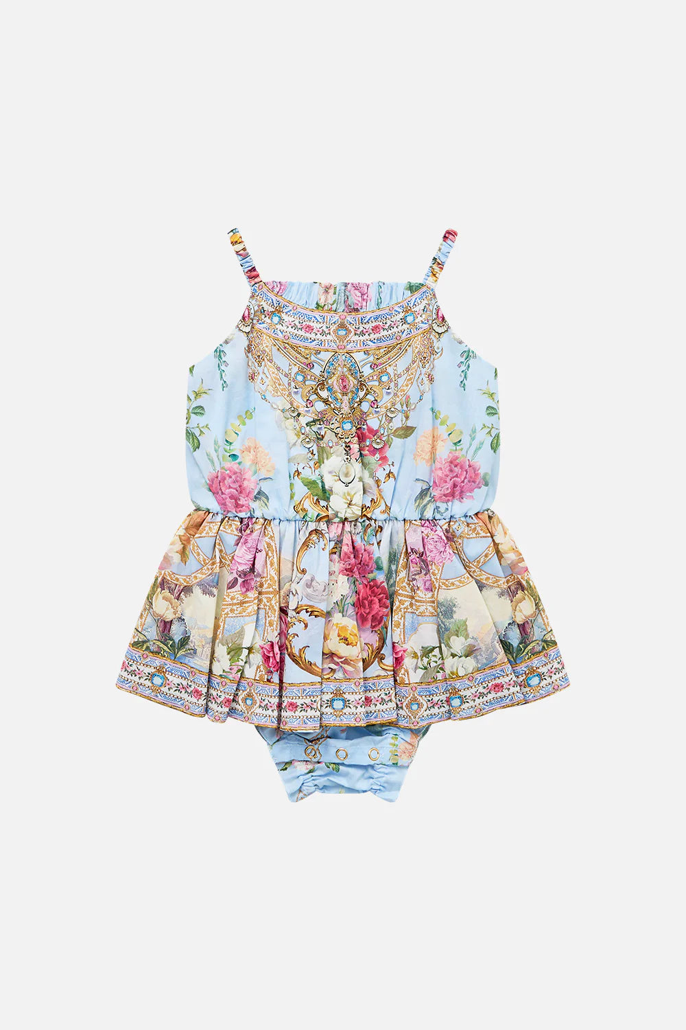 Tiled In Time Babies Jump Dress With Frill Neck