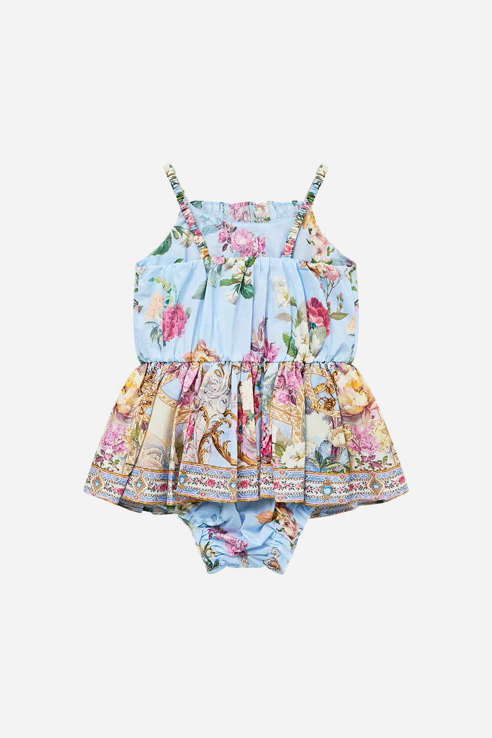 Tiled In Time Babies Jump Dress With Frill Neck