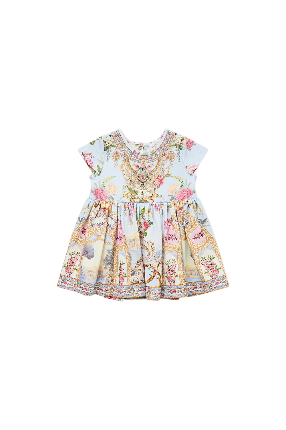 Tiled In Time Babies Tee Dress With Gathered Skirt