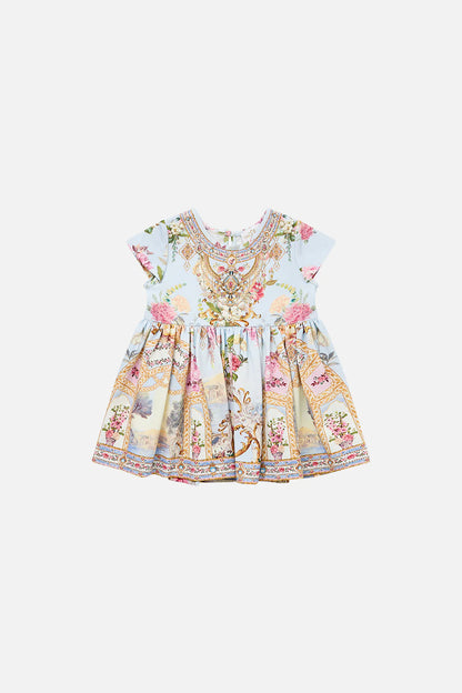 Tiled In Time Babies Tee Dress With Gathered Skirt